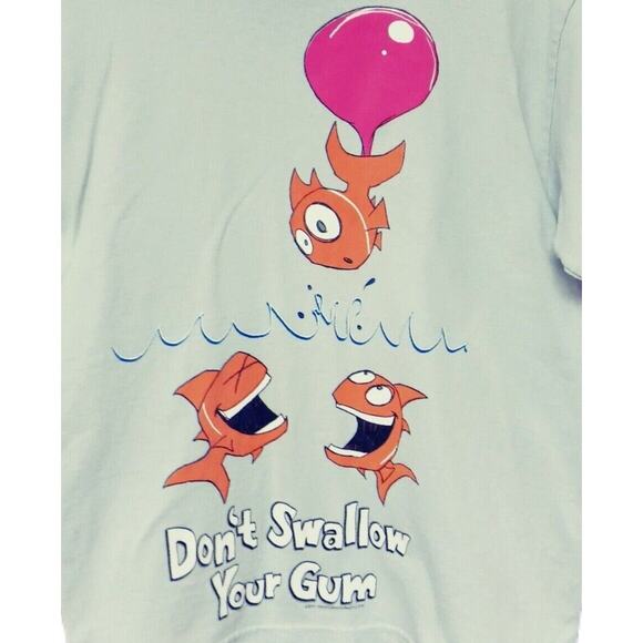 Unisex Kids Grey Tee Fish Don’t Swallow Gum Funny Graphic Novelty T Shirt Small - Picture 2 of 12
